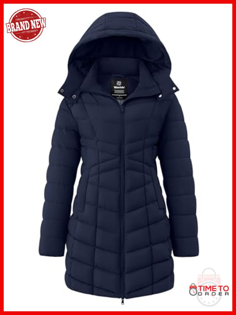 Long Quilted Puffer Jacket Warm Winter Coat With Hood